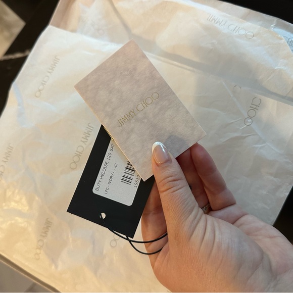 Jimmy Choo Heloise White Satin Platform Heels 120 MM - Picture 11 of 11